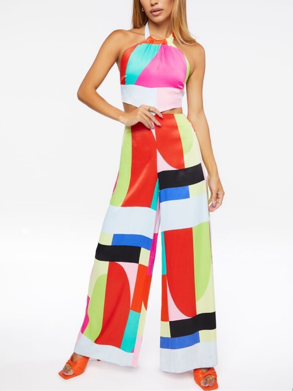 Brand New Forever 21 Colorblock Jumpsuit in Red, Pink, Blue & Green
